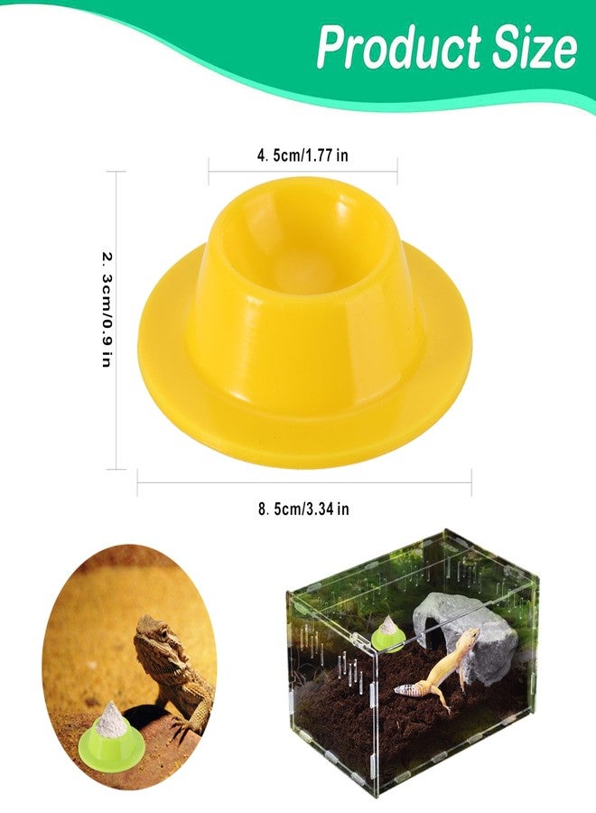 MAGNEECH 2 Pcs Color Gecko Calcium Dish,Lizard Gecko Bearded Dragon Chameleon Water Feeding Bowl,Small Reptile Food Dish,Reptile Terrarium Tank Accessories(Green+Yellow) - Image 3